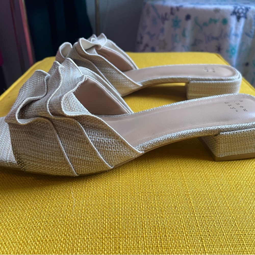 A New Day Cream Mules with Ruffle Detail